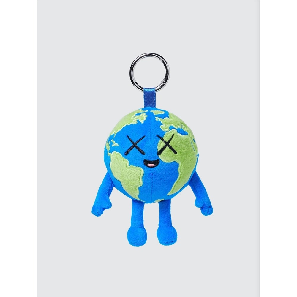 KAWS x Uniqlo Peace for All Earth Plush Keychain Blue Green Bag Charm XX Eyes